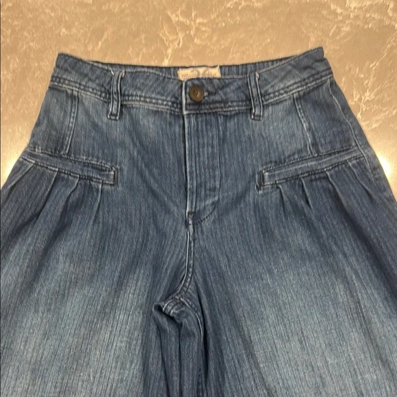 Free People Charlie Wide Leg Pleated Blue Jeans LIKE NEW We the Free - Picture 4 of 16